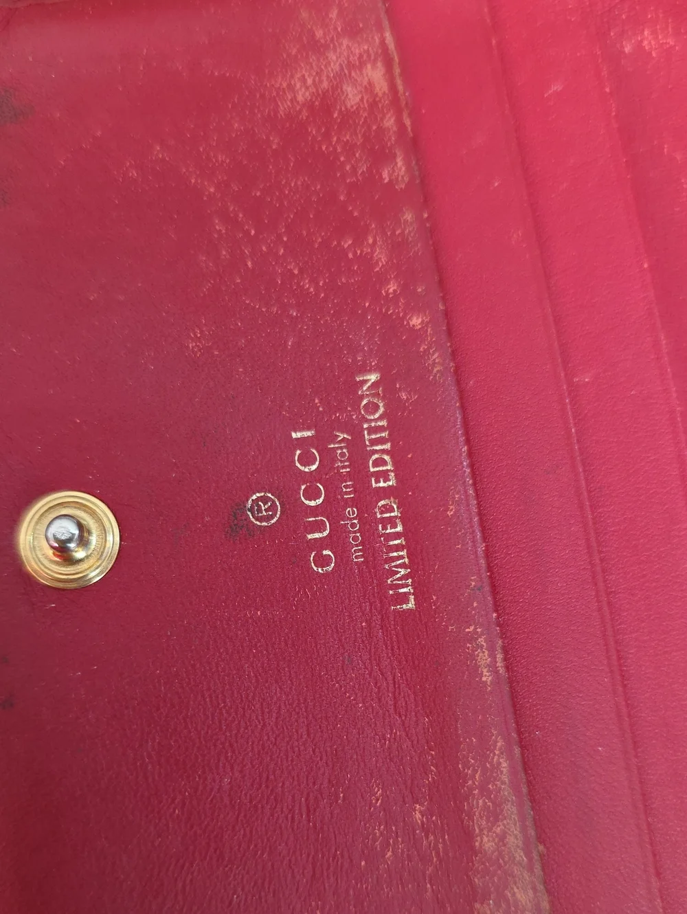 Gucci Beige GG Canvas Wallet with Red Heart and Green Snake Embroidery